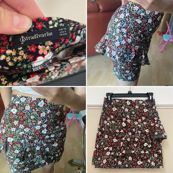 floral jeans like material skirt - flower pattern - Picture 1 of 10